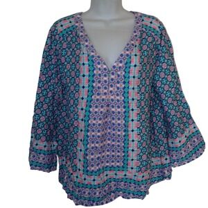 Southern‎ Tide Evelyn Top Blouse Tropical Pam Green Womens Size L Tunic